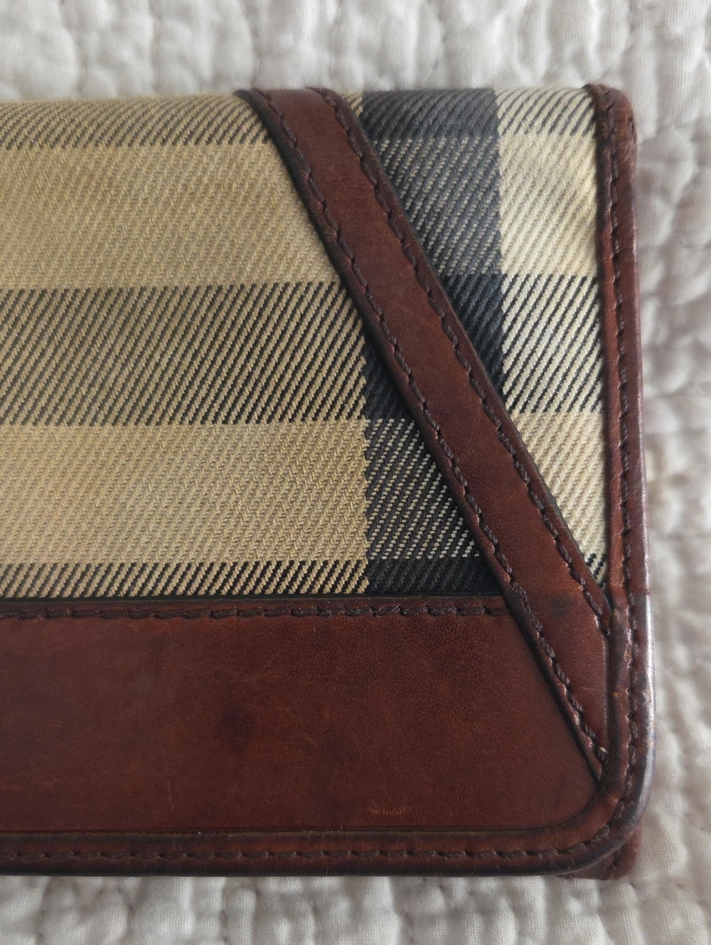 Burberry Beige Plaid Continental Wallet with Brown Leather Trim - Picture 9 of 16